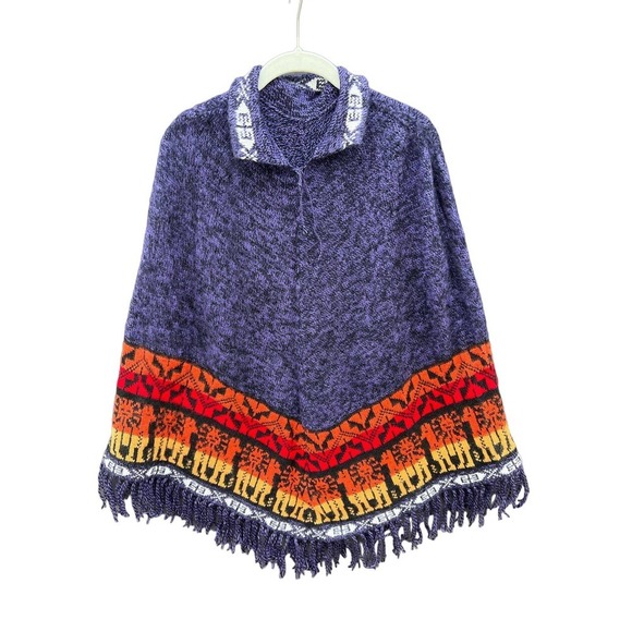 ALPACA‎ Knit Poncho soft with Fringe - Picture 1 of 4